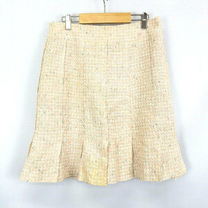  Chanel CHANELlinemoheya. knees height flair skirt P25936V16381 beige orange series 42 lady's 