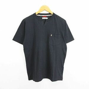 ハッシュパピー Hush Puppies Tシャツ カットソー 半袖 スキッパー ロゴ コットン M チャコールグレー ※EKM メンズ