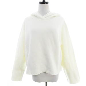  Moussy moussy Parker pull over long sleeve hood knitted cotton plain F white white tops /BT lady's 