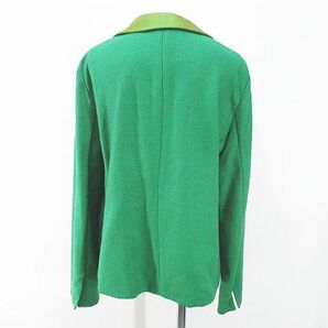 エトロ ETRO ジャケット 薄手 前開き 絹 シルク 42 緑系 グリーン イタリア製 裏地 無地 レディースの画像2