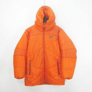 パタゴニア Patagonia アウトドアウェア 68250F7 中綿ジャケット L オレンジ系 ダブルジップ フード ポケット ロゴマーク キッズ