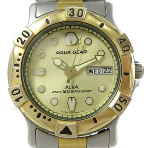 セイコー SEIKO アルバ ALBA アクア ギア AQUA GEAR 腕時計 アナログ クオーツ デイト V348-6A50 シルバーゴールドカラー ウォッチ メンズ