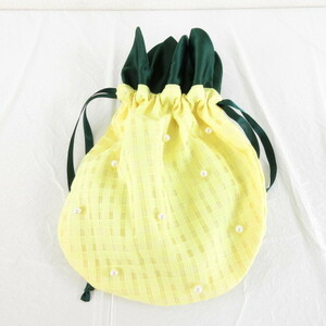  mezzo ndof rule Maison de FLEUR pouch pouch pineapple yellow F *A845 lady's 