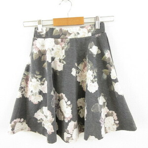 cacalicala miniskirt flair floral print stretch gray white *A825 lady's 