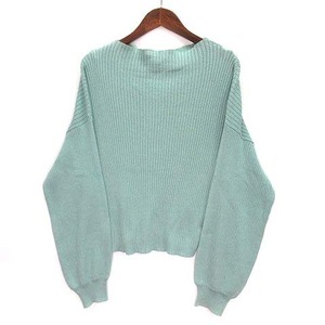  unused goods Urban Research URBAN RESEARCH ITEMS ribbed do Le Mans sleeve knitted sweater long sleeve green green IT94-22M025 lady's 