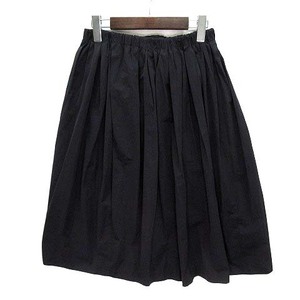  Dress Terior DRESSTERIOR gathered skirt flair knees height waist rubber black black made in Japan lady's 