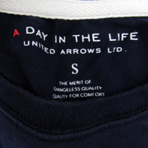 ユナイテッドアローズ A DAY IN THE LIFE UNITED ARROWS Tシャツ カットソー 半袖 ラウンドネック 切替 S 紺 ネイビー 白 ホワイト メンズ_画像3