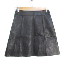 ディーホリック DHOLIC フェイクレザースカート 台形スカート ひざ丈 無地 S 黒 ブラック /FF47 レディース_画像1