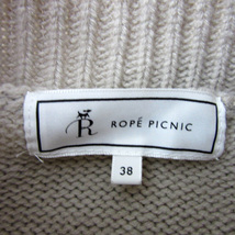 ロペピクニック ROPE Picnic ニットワンピース ミモレ丈 長袖 ボトルネック 総柄 38 ベージュ /YS24 レディース_画像5