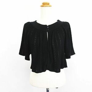  Rope ROPE knitted bolero cardigan ... braided M black *EKM lady's 