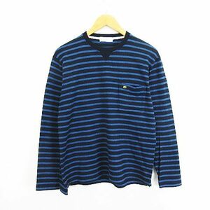 ゴールデンベア GOLDEN BEAR Tシャツ カットソー 長袖 クルーネック ボーダー オーガニックコットン L ネイビー×ブルー ※EKM メンズ