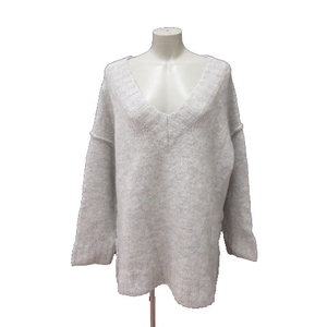  Zara ZARA knitted KNIT tunic knitted V neck alpaca . long sleeve S light gray /MS lady's 
