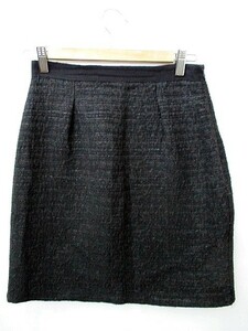  united * color z*ob* Benetton BENETTON skirt knees height trapezoid skirt tuck lustre thread black black 40 lady's 