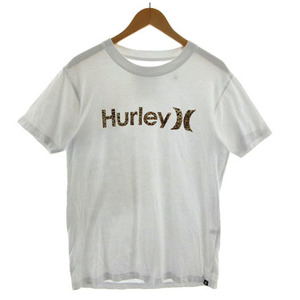 ハーレー Hurley Tシャツ 丸首 半袖 レオパード ヒョウ柄 ロゴプリント コットン ホワイト 白 L メンズ