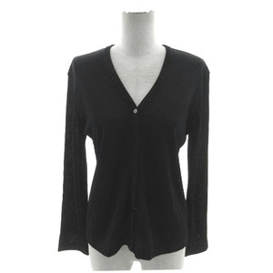  Courreges courreges cardigan knitted beads embroidery threads long sleeve black black 9R lady's 