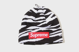 未使用品 2022AW SUPREME シュプリーム New Era Box Logo Beanie ニューエラ ボックスロゴ ビーニー ニットキャップ F Zebra ゼブラ/● メ