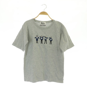 シップス SHIPS THE BEATLES エンブロイダリー Tシャツ ビートルズ 半袖 刺繍 クルーネック コットン M グレー