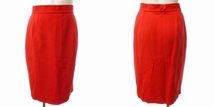 クリスチャンラクロワ CHRISTIAN LACROIX ヴィンテージ セットアップ スカートスーツ ウール 金ボタン ロゴ ジャケット ひざ丈 赤 36_画像9