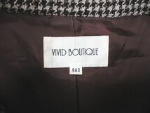 ヴィヴィッド ブティック VIVID BOUTIQUE 千鳥格子 ジャケット 9A3 茶系 ブラウン 裏地 ボタン 毛 ウール レディース_画像3