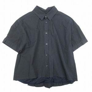 美品 15ss ゼロエイトサーカス 08SIRCUS stretch broad blouse オーバーサイズ シャツ ストレッチ 半袖 ブラウス 1 15SL-SH03/レディース