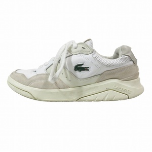 ラコステ LACOSTE GAME ADVANCE LUXE スニーカー ローカット ワンポイント ロゴ レザー スエード シューズ UK6 白 ホワイト/5♪B9 メンズ