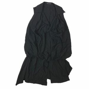 美品 22SS ヨウジヤマモト YOHJI YAMAMOTO スリーブレスドレス ワンピース ハーフ丈 ノースリーブ アシンメトリー 変形 黒 ブラック