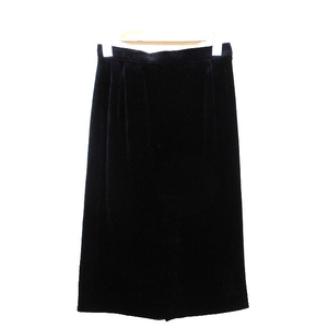  Moga MOGA A line skirt long velour plain simple frill M black black /HT1 lady's 