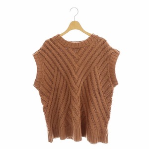 Rope ROPE deformation pattern over the best knitted pull over 38 mocha Brown /HS #OS lady's 