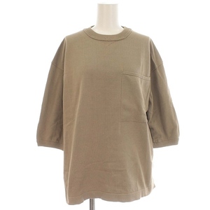 クレプスキュール crepuscule POCKET KNIT TEE 半袖 ニット ポケット コットン F ベージュ /☆G レディース