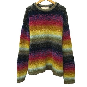  Marni MARNI beautiful goods 22AW CRAZY MIX KNIT SWEATER crew neck sweater knitted moheya.GCMG0267Q0 total pattern multicolor 46 approximately S 1016 men's 