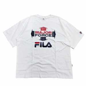 未使用品 フィラ FILA × MAJOR FORCE コラボレーション プリント ロゴ オーバーサイズ 半袖 Tシャツ XL 白 マルチ メンズ FS0102♪９