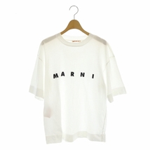 マルニ MARNI ロゴ 半袖 Tシャツ カットソー ロゴ 36 白 黒 ホワイト ブラック /DF ■OS レディース_画像1