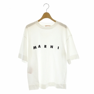 マルニ MARNI ロゴ 半袖 Tシャツ カットソー ロゴ 36 白 黒 ホワイト ブラック /DF ■OS レディース