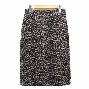  McAfee MACPHEE Tomorrowland вязаный юбка A линия длинный леопардовая расцветка Leopard рисунок шерсть .36 светло-серый /HT9 женский 