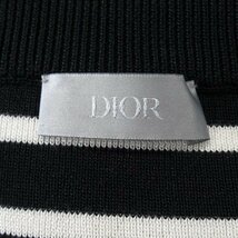 極美品 ディオールオム Dior HOMME シルク コットン ボーダー ニット セーター カットソー 半袖 ロゴ 183M647AT234 サイズM メンズ_画像5