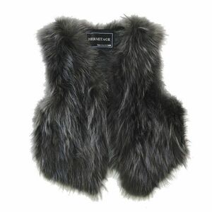 L mita-juHERMITAGE fur fur down . -stroke Short blouson outer gray lady's 