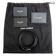 サンローラン パリ SAINT LAURENT PARIS レザー ナロー ベルト YSLロゴ刻印 バックル GRZ 479388 サイズ75 黒 アンティークシルバー■９_画像7