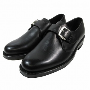 極美品 リーガル REGAL モンクストラップ ビジネス オックスフォード ドレスシューズ レザー 革靴 24.5EE 黒 ブラック/3▲B10 メンズ