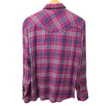 ハリウッドランチマーケット HOLLYWOOD RANCH MARKET ネルシャツ チェックシャツ ラメ 長袖 紫 パープル 2 M 1021 STK_画像2