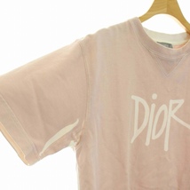 ディオールオム Dior HOMME ステューシー STUSSY ロゴプリント Tシャツ 半袖 クルーネック XS ピンク /DK メンズ_画像3