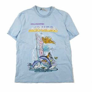 ステラマッカートニー STELLA McCARTNEY Eco Hero プリント Tシャツ カットソー ロングスリーブ 半袖 クルーネック 水色 36 レディース