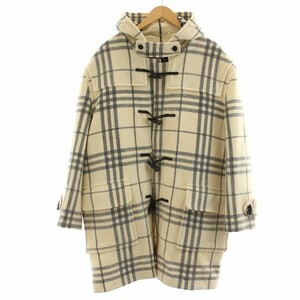 バーバリー ロンドン BURBERRY LONDON ダッフルコート チェック トグルボタン オフホワイト 黒 ブラック /AQ ■GY18 メンズ