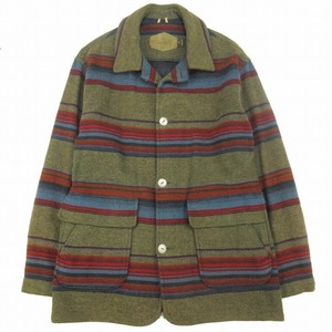 90s ヴィンテージ ウールリッチ WOOLRICH ボーダー ネイティブ柄 ウール ジャケット コンチョボタン ナイロンブレンド ブルゾン アウター