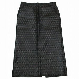 ドリスヴァンノッテン DRIES VAN NOTEN 総柄 タイトスカート ロング ミモレ丈 バックスリット 38 黒 ブラック/3 レディース