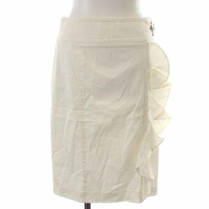  Armani koretsio-niARMANI COLLEZIONI tight skirt knee height frill belt 40 M white white /YI21 lady's 