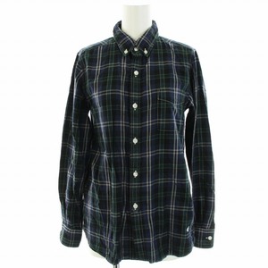  Beams Boy BEAMS BOY close year of model check button down shirt blouse long sleeve cotton navy blue navy green green gray 