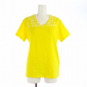 メゾンマルジェラ Maison Margiela エイズT Tシャツ カットソー 半袖 Vネック ロゴ プリント S 黄 イエロー 31GC899