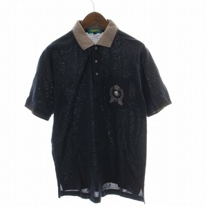 ケンゾー KENZO ポロシャツ 半袖 ロゴ 薄手 3 L 黒 ブラック /TR28 メンズ