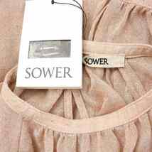 未使用品 サワー SOWER 2022年製 COLETTE ニット カットソー 七分袖 バンドカラー シアー カシミア シルク混 1 S ピンク レディース_画像3