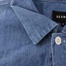 ビームス BEAMS カジュアルシャツ プルオーバー 五分袖 無地 S 青 ブルー /TR22 メンズ_画像7